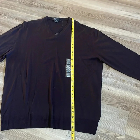 Giorgiolini V-Neck Sweater Mens XXL Brown 100% ExtraFine Merino Wool Italy NWT - Picture 7 of 12